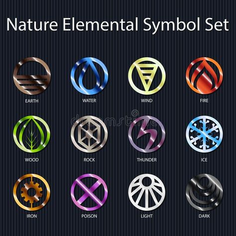 Elementals Character Design, 12 Elements Of Nature, Poison Power Magic, Light Element Symbol, Nature Elements Illustration, Elemental Powers Magic, Four Elements Aesthetic, 5 Elements Of Nature Illustration, 4 Elements Symbols