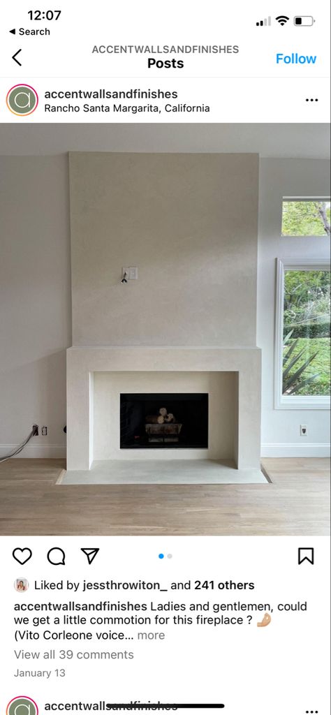 Fireplace Tile Ideas Modern White, Flush Fireplace With Mantle, Fireplace Ideas Plaster, White Cement Fireplace, Stucco Fireplace With Built Ins, Marble And Plaster Fireplace, Stucco And Tile Fireplace, Modern Minimal Fireplace, Tile Fireplace Surround With Wood Mantle