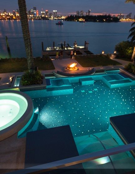 LED Lit Fiber Optic Star Floor Kits | Pool Lighting | S.R.Smith Swimming Pool Slides, Ideas De Piscina, Pool Lighting, Pool At Night, Led Pool Lighting, Backyard Gardens, Swimming Pool Lights, Fiber Optic Lighting, Residential Pool