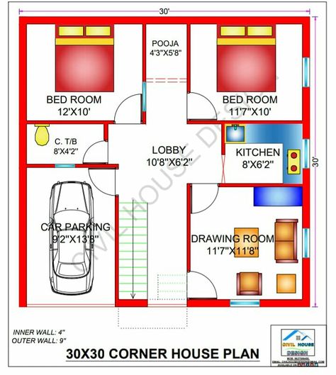 30by30 House Plans, 30×30 House Plan, 30x30 House Plans 2 Bedroom, 30x30 House Plans, 900 Sq Ft House, Mini House Plans, Home Map Design, 20x30 House Plans, Wallpapers Cars