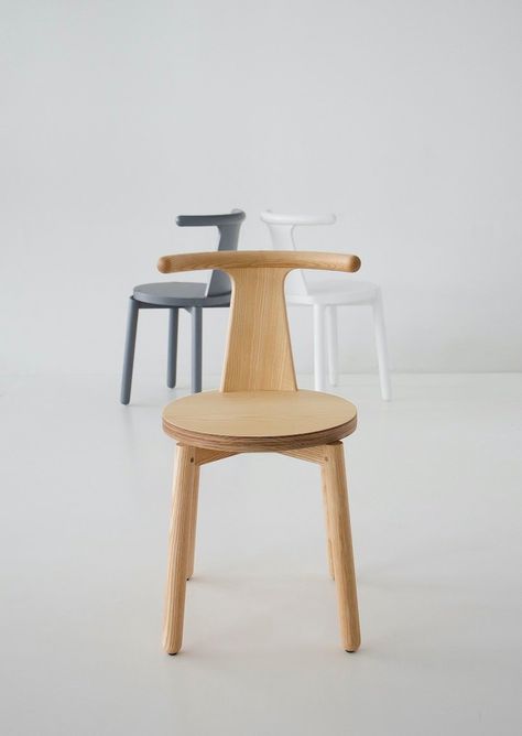 viva chair appears as a fun pop of color around the kitchen table Modern Wooden Chair, Portuguese Design, Nordic Chair, Chair Design Wooden, Plywood Chair, Design Chair, Hall Chair, Dining Chair Design, Wood Joinery