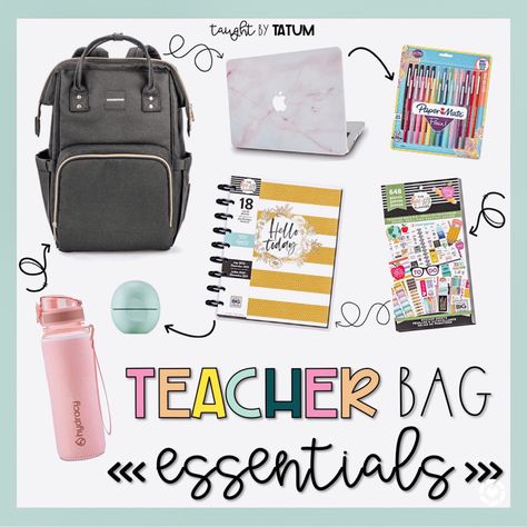 Teacher Aide Must Haves, Preschool Teacher Bag Essentials, Whats In My Teacher Bag, Teacher Backpack Essentials, Student Teacher Essentials, Substitute Teacher Bag Essentials, Student Teacher Must Haves, Teacher Work Bag, Teacher Essentials Supplies