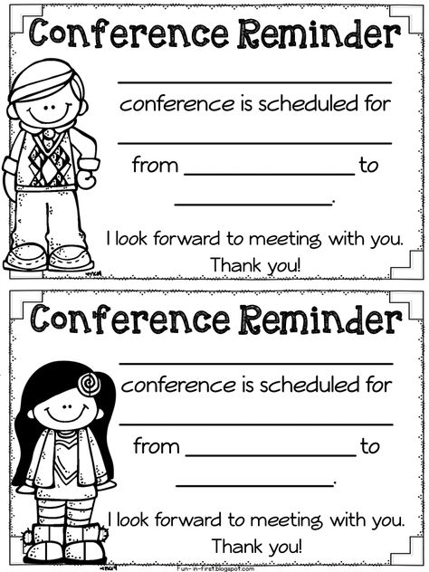 Parent Teacher Conference Time and Must Have FREEBIES - Fun in First Conference Reminder, Parent Teacher Conference Forms, Parent Teacher Conference, Conference Forms, Parent Teacher Communication, Teacher Forms, Back To School Night, Teacher Conferences, Parent Teacher Conferences