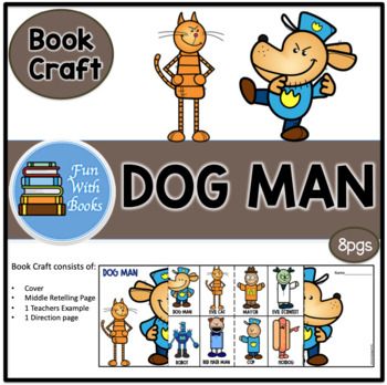 DOG MAN By Dav PilkeyPart canine, part human, Dog Man is a crime-fighting sensation. He fights crime, sniffs out wrongdoing, and battles his doglike tendencies. His nemesis is Petey, a cat who cooks up devilish plans in his secret lab. The pages are filled with bold lines and colorful artwork that h... Dog Man Activities, Cereal Box Book Report, Dog Man Book, Secret Lab, Human Dog, Dog Man, Book Report, Colorful Artwork, Book Box