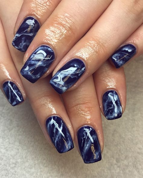 Black Navy Nails, Navy Marble Nails, Navy Blue Marble Nails, Dark Blue Marble Nails, Dark Marble Nails, Nails Corner, Male Polish, Blue Marble Nails, Nail Art Bleu