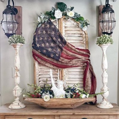 STAR-SPANGLED SUMMER | Shop Sales Events Antique Farmhouse Repurposed Shutters Ideas, Decorative Shutters Wall Decor, Shutter Crafts Ideas, Decorating With Shutters, Old Shutters Decor, Distressed Shutters, Shutter Projects, Decorative Shutters, Shutter Decor