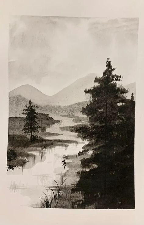 India Ink Landscape Art Lesson - THAT ART TEACHER Japanese Ink Landscape, Ink Wash Painting Landscape, Indian Ink Painting, Indian Ink Art Ideas, Ink Landscape Drawing, Landscape Perspective Drawing, India Ink Art Ideas, Landscape Ink Drawing, Indian Ink Art