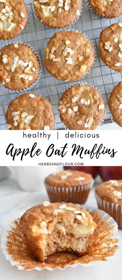 Apple Muffins Oat Flour, Healthy Apple Pie Muffins, Healthy Breakfast Oat Muffins, 3 Ingredient Apple Muffins, Easy Healthy Baking Recipes Desserts, Vegan Apple Oat Muffins, Healthy Oats Muffin Recipes, Desserts With Oats Healthy, Apple Oat Muffins Healthy