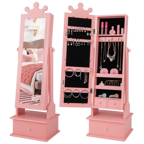 Jewelry Cabinet, Length Mirror, Full Length Mirror, Pink Jewelry, Jewelry Armoire, Kids Play, Jewelry Organizer, Kids Jewelry, Armoire