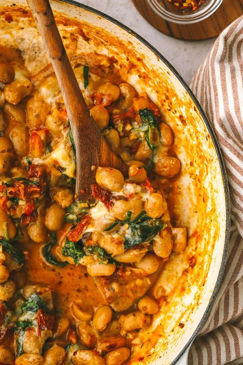 Bean Supper Recipes, Butter Bean Dinner Recipe, One Pot Beans, Quick Butter Beans Recipe, Marry Me Beans Simply Recipes, Vegetarian Butter Beans Recipe, Marry Me Butter Beans Recipe, Marry Me Butter Bean Soup, Tomato Basil Butter Beans