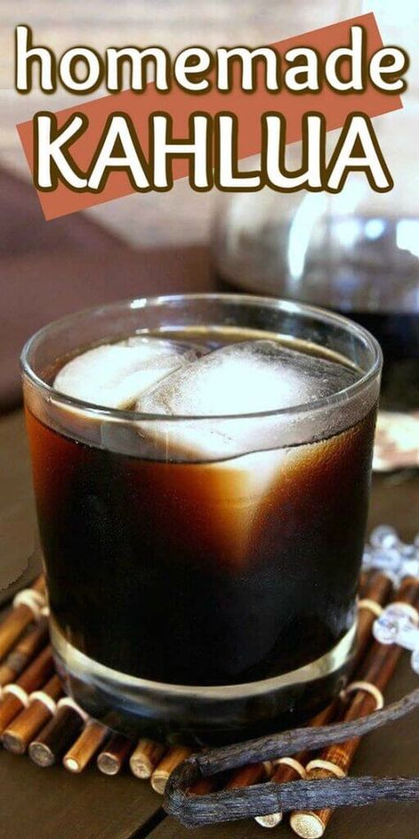 Kaluha Recipes, Homemade Kahlua Recipe, Homemade Liqueur Recipes, Kahlua Coffee, Homemade Kahlua, Kahlua Recipes, Vegan Cocktails, Kahlua Coffee Liqueur, Homemade Alcohol