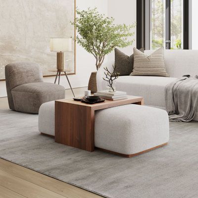 Elevate your living space with the Bennington Sliding Ottoman. Crafted with plush ivory boucle fabric and a sleek wood base, this 48" ottoman exudes modern luxury. Its deep cushioning invites you to sink in, offering both comfort and style. What sets it apart? Caster wheels ensure effortless mobility, allowing you to adapt your space with ease. But here's the ingenious twist: included is a 30" wooden coffee table top that effortlessly slides over, transforming it into a chic coffee table. This v Chic Coffee Table, Coffee Table Top, Caster Wheels, Inspire Me Home Decor, Ottoman Coffee Table, Ottoman Table, Wooden Coffee Table, Patio Furniture For Sale, Living Room Coffee Table