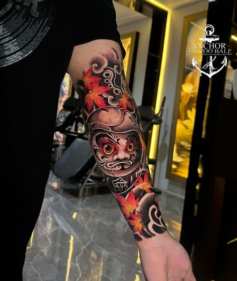 DARUMA HALF SLEEVE TATTOO DONE BY MR RICO🔥 Road To Anniversary Anchor Tattoo Bali 2023 Get special prices for every tattoo you booked! BOOK NOW! DM us for booking or walk-in, our artists are available for a FREE CONSULTATION to collaborate on your idea 💡 ✨WALK IN AVAILABLE EVERY DAY 9 AM - 10 PM Anchor Tattoo Bali Legian Street, No. 141, Kuta. #AnchorTattooBali #InkYourStory #QualityIsOurConcern #tattoo #tattoolover #tattooartist #inked #inkedmag #inkedmagazine #art Daruma Doll Sleeve Tattoo, Japanese Sleeve Ideas, Orientalism Art Tattoo Half Sleeve, ငါးကြင်း Tattoo, Japanese Sleeve Tattoo Design, Japanese Daruma Tattoo Design, Tattoo Ideas Japan, Japanese Half Sleeve Tattoo Design, Japan Tattoo Ideas