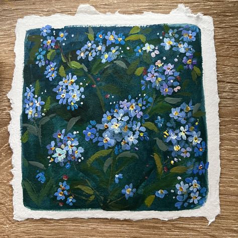 Original Gouache Painting-forget Me Nots State Flowers Series Nature Art Floral Painting Housewarming - Etsy Forget Me Not Painting, Gouche Paintings, Nature Paintings Acrylic, Wildflower Drawing, State Flowers, Zoe Lee, Painting Stuff, Forget Me Not Flowers, Card Inspo