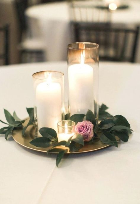 Dollar Store Wedding Centerpieces, Dollar Store Wedding, Dollar Store Centerpiece, Simple Centerpieces, Wedding Centerpieces Diy, Wedding Table Decorations, Diy Centerpieces, Candle Centerpieces, Wedding Candles