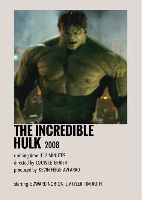 The Incredible Hulk Movie, Hulk 2003, Marvel Polaroid, Hulk Poster, Avengers Movie Posters, Hulk Movie, Movie Character Posters, Poster Marvel, Film Polaroid