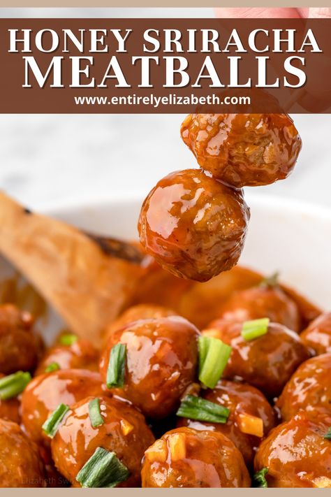 Spicy Honey Garlic Meatballs, Crockpot Sweet And Spicy Meatballs, Sriracha Honey Meatballs, Sweet And Spicy Bbq Meatballs, Honey Sriracha Meatballs Crockpot, Honey Meatballs Crockpot, Meatballs In Crockpot Frozen, Honey Sriracha Meatballs, Sriracha Meatballs Crockpot