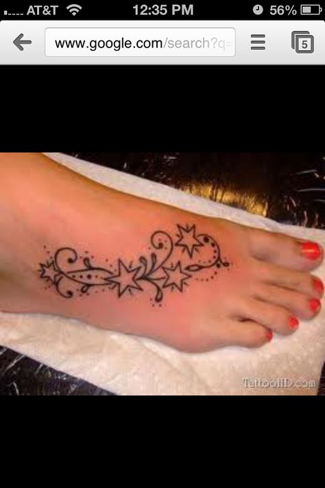 Foot Star Foot Tattoos, Cute Foot Tattoos, Tattoo Foot, Foot Tattoos For Women, Star Tattoo Designs, Make Tattoo, Elephant Tattoos, Feather Tattoos, Foot Tattoo