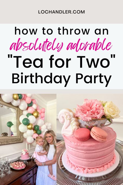 How to plan a cute tea for two or tea for 2 theme birthday party! Sharing the best second birthday ideas and party hosting tips and tricks with you when it comes to one of the best theme party ideas for kids. Spilling the details on invitations, food, decorations, games, favors, and more! Tea Partea Birthday, Tea For Two Party 2nd Birthday, Tea Time For Two Birthday, Tea For Two Decorations, 2 Year Tea Party Birthday, Tea For Two Party Ideas, Simple 2nd Birthday Party For Girl At Home, Tu Two Birthday Party, Partea For Two