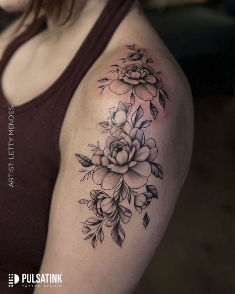 Peonies symbolize beauty, grace, and a touch of elegance. These stunning blooms represent a journey of growth and new beginnings. 🌿 Embrace the essence of these delicate flowers with a tattoo that captures their timeless charm. Ready to add a touch of floral elegance to your life? Book your FREE consultation today! Link in Bio Artist : @tattoosbylettyy [ Peonies, beauty, grace, elegance, floral tattoo ] #PeonyTattoo #FloralInk #TimelessBeauty #TattooArt #PulsatInkTattoo #InkWithPride Gardenia Flower Tattoo, Gardenia Tattoo, K Tattoo, Journey Of Growth, Flash Tattoos, Peonies Tattoo, Life Book, Baby S Breath, Body Piercings