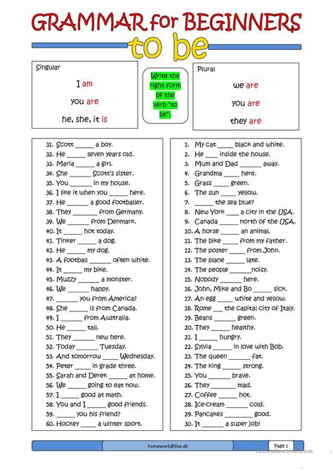 Grammar for Beginners: to be - English ESL Worksheets Grammar For Beginners, Esl Worksheets For Beginners, Easy English Grammar, Materi Bahasa Inggris, English Grammar For Kids, Grammar For Kids, Grammar Exercises, English For Beginners, English Exercises