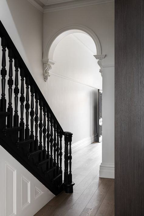 Uk House Renovation, Victorian Terrace House Interior, Contemporary Victorian Interiors, Victorian Entrance Hall, Terrace Stairs, Terrace House Interior Design, Paddington Terrace, Terrace Hallway, Sydney Terrace