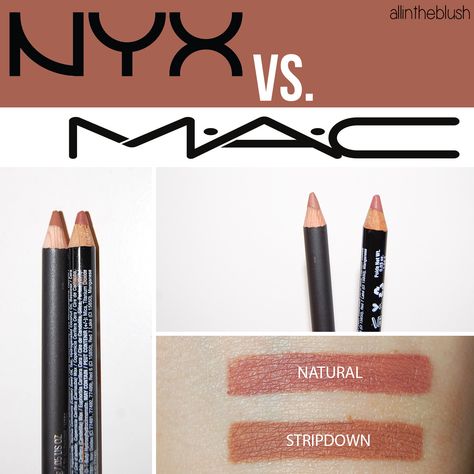 Dupe: MAC Stripdown Lipliner vs. NYX Natural Lipliner Mac Stripdown, Mac Whirl, Perfect Lip Color, Kylie Jenner Lips, Lip Hair, Trendy Makeup, Makeup Swatches, Mac Makeup, Drugstore Makeup