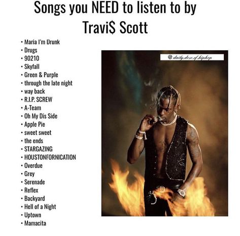 NEED TO LISTEN ! Good Artists To Listen To, Travis Scott Playlist, Asap Rocky Songs, Travis Scott Songs, Party Music Playlist, Good Playlists, Indie Music Playlist, Song Recs, Positive Songs