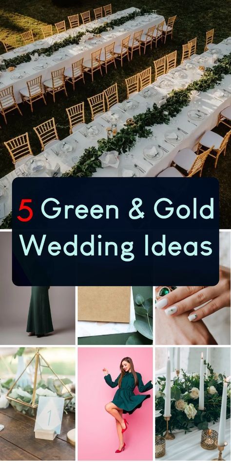 Elevate your special day with stunning green and gold wedding inspiration! From rustic to elegant, explore unique decor, bouquet, and attire ideas for a memorable celebration. Gold Ivory Wedding, Green And Gold Wedding, Gold Wedding Ideas, Gold Winter Wedding, Green Gold Weddings, Winter Wedding Color Palette, Jewish Wedding Ceremony, Gold Wedding Inspiration, Low Cost Wedding