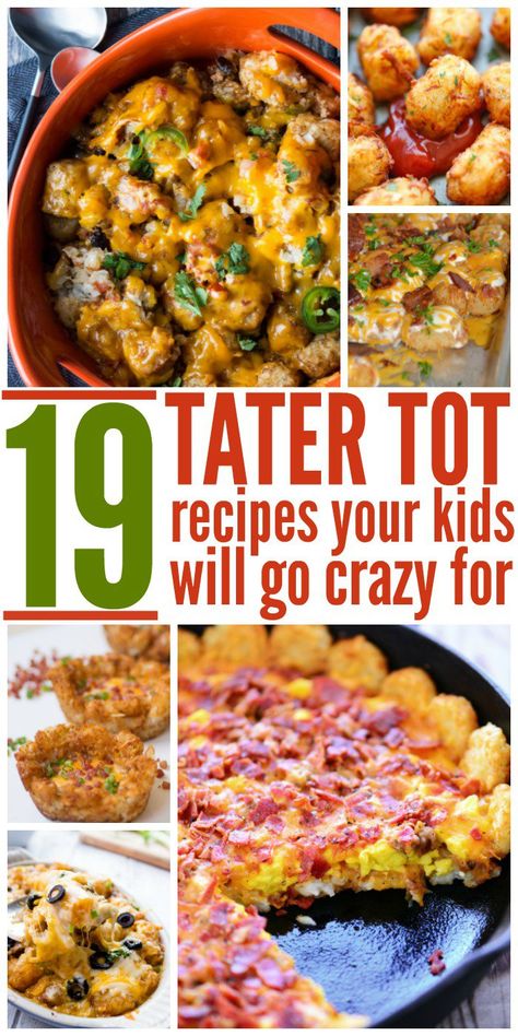 Tater Tots can make almost any food taste better. Check out these tater tot recipes that  are easy to make and perfect for the whole family. Tator Tot Recipe, Tater Tot Appetizers, Dinners For Picky Eaters, Tot Recipes, Kids Friendly Dinners, Cheeseburger Tater Tot Casserole, Tater Tot Recipes, Tater Tot Casserole Recipes, Tater Tot Casserole