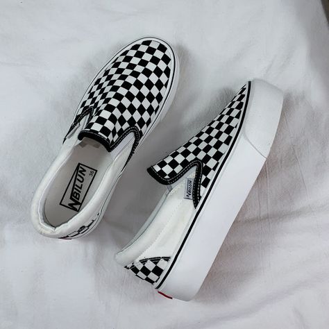 Category: Canvas Shoes Age Range: Adult Upper Material: Canvas Sole material: Beef Tendon Upper height: Low Top Sole Craft: Vulcanized shoes Wearing Style: Sleeve/Shoe Cover Fashion Element: Sewing Line Features: Height Increasing Pattern: Plaid Season: Summer Lining Material: Cotton Style: Leisure Heel Shape: Thick Bottom Color: Black and White Plaid Square Shoes, Black And White Shoes, Black And White Plaid, Shoe Covers, Black & White, White Plaid, Cotton Style, Canvas Shoes, Low Top