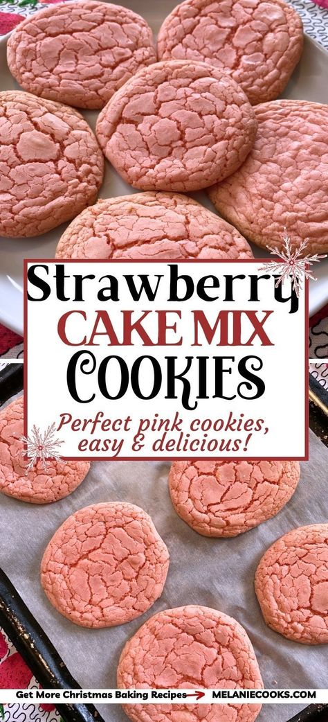 Share the love with our Sweet Love: Strawberry Cake Mix Cookies for Valentine's Day. These pink cookies, created from strawberry cake mix, eggs, and oil, are the perfect treat to celebrate love and affection on this special day. Whether you're surprising your sweetheart or spreading love to friends and family, these cookies are a sweet way to say "I love you." Make your Valentine's Day extra sweet! #ValentinesDay #StrawberryCookies #LoveTreats Cookies Kids Love, Strawberry Cake Mix Desserts, Strawberry Cake Cookies, Pink Themed Party, Pink Strawberry Cake, Strawberry Cake Mix Cookies, Cake Mix Muffins, Strawberry Sugar Cookies, Berry Cookies