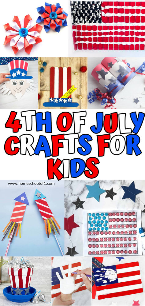 Celebrate the 4th of July with these fun and festive crafts for kids! This collection includes 40 creative projects perfect for all ages, from simple paper decorations to colorful fireworks art and patriotic upcycling ideas. Keep your little ones entertained and engaged with these easy-to-follow crafts, ideal for making memories and adding a personal touch to your Independence Day celebrations. Click to discover all the star-spangled fun you can have with your kids! Easy 4th Of July Crafts, July Crafts For Kids, 4th Of July Crafts, American Flag Crafts, July Activities, Patriotic Kids, Fireworks Craft, Fireworks Art, Mobile Craft