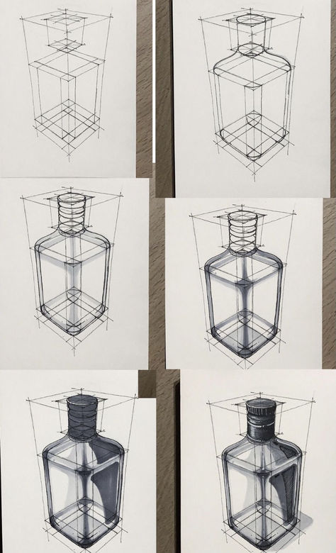 Volume Study Drawing, Drawing Simple Shapes, 3d Sketch Book Ideas, Perspective Product Sketch, 3d Forms Drawing, Sketching Shapes, Sketch Structure, Volume Drawing, Geometric Shapes Drawing