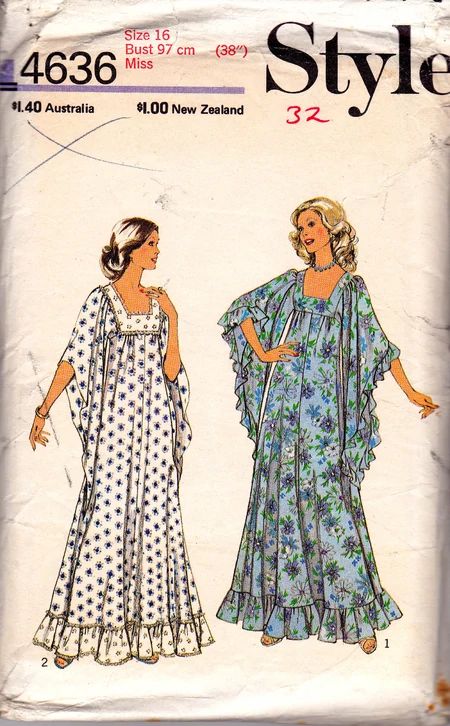 Caftan Pattern, Mode Kimono, Mode Hippie, Robes Vintage, Trendy Sewing, Vintage Dress Patterns, Kleidung Diy, Plus Size Vintage, Ropa Diy