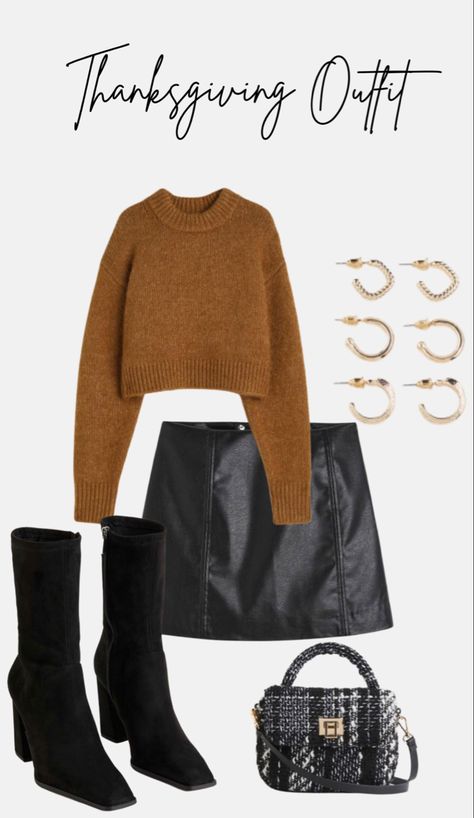 It’s giving all the Thanksgiving vibes 🦃🤎 Follow my shop @rachaelmcraft on the @shop.LTK app to shop this post and get my exclusive app-only content! #liketkit #LTKHoliday #LTKSeasonal #LTKparties #fashion #fauxleatherskirt #thanksgiving #falltrends2023 #trendy #boots #skirtfashion #sweater @shop.ltk https://liketk.it/4lFSJ Short Brown Skirt Outfit Winter, Thanksgiving Skirt Outfits Women, Thanksgiving Sweater Outfit, Trendy Thanksgiving Outfits 2023, Teen Thanksgiving Outfits, Thanksgiving Outfit Brown Boots, Thanksgiving Outfit Brown Skirt, Thanksgiving Outfit Plaid Skirt, Thanksgiving Outfit 2023