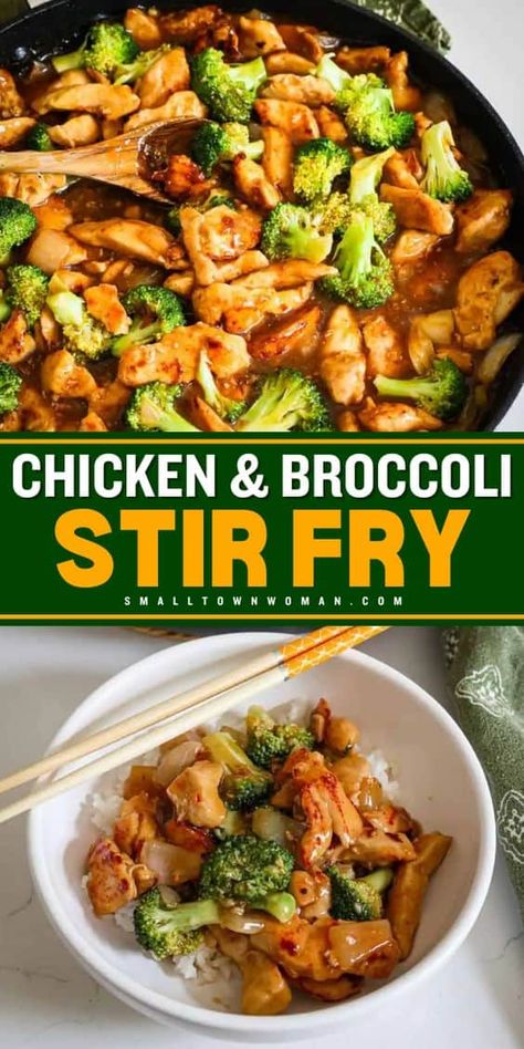 A weeknight dinner recipe for chicken stir fry! It comes together in just one pan. Not only is this easy chicken and broccoli stir fry a delicious home-cooked meal, but it is also healthy. So much better than takeout! Recipe For Chicken Stir Fry, Easy Chicken And Broccoli, Chicken And Broccoli Stir Fry, Chicken Broccoli Stir Fry, Low Calorie Chicken, Easy Stir Fry Recipes, Golden Chicken, Ginger Honey, Sweet Pork