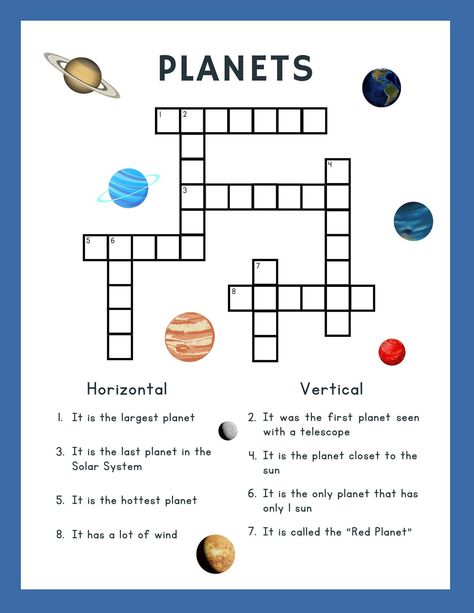 A fun, printable worksheet activity to help any child learn the planets in our solar system! This fun and easy to use printable planet activity is a great addition to any unit study on outer space, or a fun addition to your science curriculum. It can also be used as a perfect addition to a busy binder or science station. Can be used for students or a fun learning activity at home! ~ TWO ACTIVTIES INCLUDED! ~ Both printable files included, with answer keys! - 1 x Planet Word Search Worksheet Activity - 1 x Planet Crossword Worksheet Activity ~ INSTANT DOWNLOAD ~ **This is a DIGITAL DOWNLOAD. No physical items will be mailed to you.** After purchase, you will receive an email receipt from Etsy with a link to download your purchase. File(s) can be downloaded directly from the "Purchases and R Solar System Games For Preschool, Planets Worksheets For Kids, Planets Activities For Kids, Planet Activities For Kids, Solar System Activities For Kids, Outer Space Worksheets, Space Worksheets For Kids, Create Your Own Planet, Solar System Activity