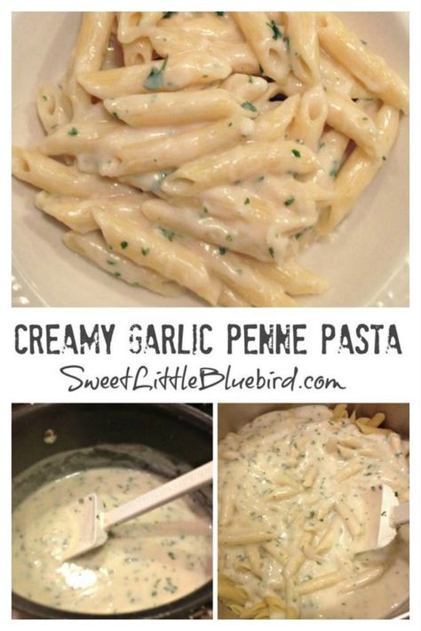 CREAMY GARLIC PENNE PASTA - Quick & Easy, Family Favorite Garlic Penne Pasta, Creamy Garlic Penne Pasta, Easy Pasta Dinner Recipes, Penne Pasta Recipes, Pasta Easy, Pasta Cremosa, Creamy Pasta Dishes, Pepper Pasta, Pasta Dinners