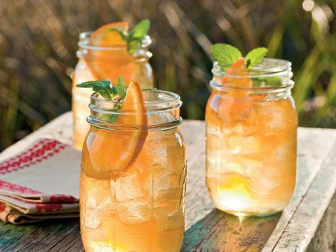 Shoo-Fly Punch Recipe | Ginger beer is a nonalcoholic fizzy beverage with a pop of spicy ginger. It's the flavor secret in this spicy but refreshing cocktail. Superbowl Cocktails, Ginger Beer Cocktail, Bourbon Cocktail Recipe, Alcoholic Punch Recipes, Mason Jar Drinks, Oyster Roast, Spicy Cocktail, Alcoholic Punch, Shoo Fly