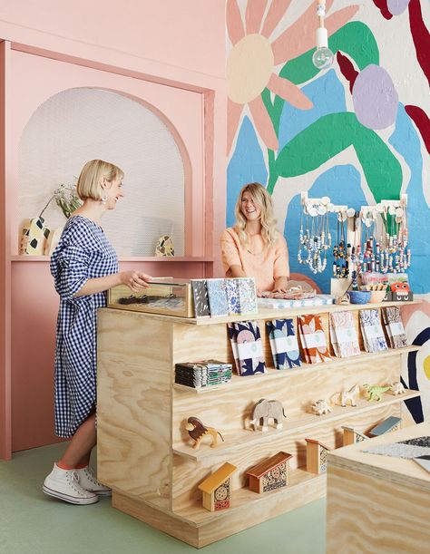 Gift Store Boutique, Retail Store Inspiration, Fun Retail Design, Baby Store Interior Design, Fun Store Design, Fun Boutique Ideas, Colorful Store Design, Cool Store Design, Store Ideas Design