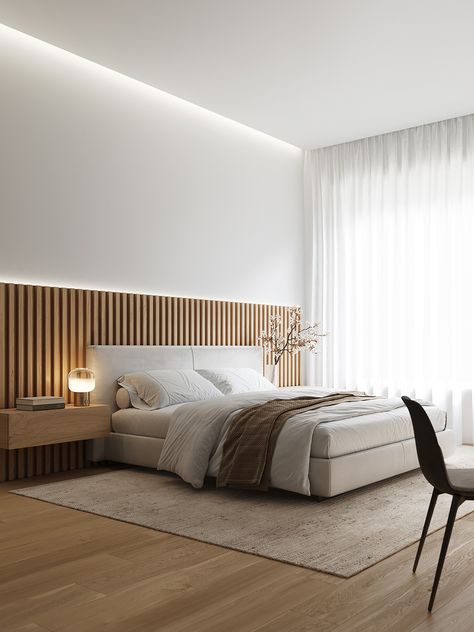 Wood and White on Behance Simple Bed Designs, Bloxburg Hallway, Japanese Bedroom, Modern Minimalist Bedroom, Bedroom Trends, Minimalist Bedroom Design, Dekorasi Kamar Tidur, Modern Hallway, Hus Inspiration