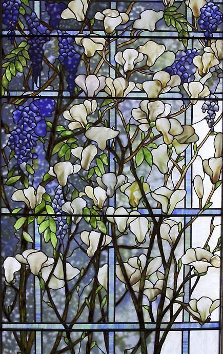 Stained Glass - Magnolia and Wisteria, Tiffany Studios | JV Tiffany Vitray, زجاج ملون, Motif Art Deco, Mosaic Stained, Tiffany Stained Glass, Tiffany Glass, Art Stained, Stained Glass Designs, Stained Glass Panels