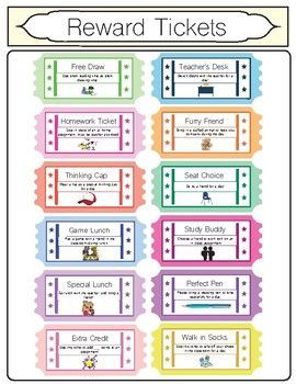 Behavior Incentive Tickets includes 13 rewards that cost the teacher nothing.I found it hard to keep stocking a prize box and found that my kids enjoy these rewards more anyway! Each reward ticket comes on a sheet of 10. I have also included a "write in" ticket if you think of any rewards that I didn't include that would work well in your classroom. I always make sure to explain the terms of each ticket (any fine print) at the beginning of the year so do the same to make your life easier. :) Rewards For Good Behavior At School, Reward Tickets For Classroom, Ticket Reward System For Kids, Prize Box Ideas Reward System, Classroom Rewards Ideas, Student Reward System, Incentives For Students, Behavior Sheet, Classroom Reward Coupons