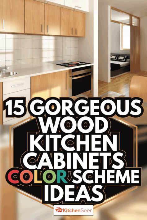 15 Gorgeous Wood Kitchen Cabinets Color Scheme Ideas - Kitchen Seer Wood Tone Kitchen Cabinets, Birch Kitchen Cabinets, Cabinet Stain Colors, Kitchen Cabinet Color Schemes, Natural Wood Kitchen Cabinets, Kitchen Cabinets Color Combination, Hickory Kitchen Cabinets, Modern Wood Kitchen, Color Scheme Ideas