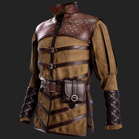 Medieval Outfit-MALE- MD/Clo3d + Smart Material + 4K Textures + OBJ + FBX (vol 42), Zahra.3D on ArtStation at https://www.artstation.com/artwork/blAY4G Fantasy Outfits Male Warriors, Fantasy Clothing Drawing Outfit Ideas, Leather Armor Male, Fantasy Clothing Drawing, Drawing Outfit Ideas, Outfit Ideas Male, Gothic Fashion Men, Medieval Fantasy Clothing, Clothing Drawing