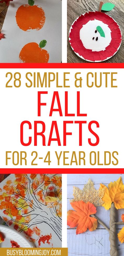 Simple, easy Fall crafts & art projects to make with your toddler or preschooler this Autumn! Apple crafts, leaves crafts, paper plate crafts, tree crafts, pumpkin crafts, hand prints & fine motor - everything Fall and Autumn (September through November) for 2 year old, 3 year old & 4 year olds). Easy simple Fall crafts to keep your toddler or preschooler busy and you sane! Simple Fall Crafts, Fall Crafts For Toddlers, Preschool Crafts Fall, Easy Toddler Crafts, Fall Preschool Activities, October Crafts, Fall Arts And Crafts, Toddler Art Projects, Crafts For Toddlers