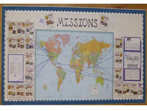 LWML Missions Bulletin Board Mission Bulletin Board Ideas, Missionary Bulletin Board Ideas Church, Missions Wall, Missions Bulletin Board, Exhibits Design, Missions Conference, Kids Bulletin Boards, Bulletin Ideas, Conference Themes