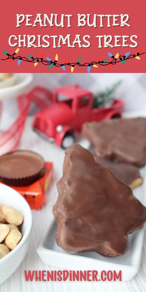 Peanut Butter Christmas Trees are perfect for the holiday season or to give out as party favors to your friends and family. These no-bake cookies are made with peanut butter, powdered sugar, brown sugar, and vanilla. Then, they’re cut into cute little trees, dipped in chocolate, and chilled. Peanut Butter Christmas Trees, Reese's Recipes, Dipped In Chocolate, Holiday Recipes Christmas, Almond Bark, Cocktail Desserts, Bake Cookies, Christmas Sweets, Christmas Breakfast