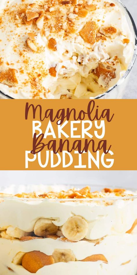 This is my FAVORITE Banana Pudding Recipe - it's Magnolia Bakery banana pudding - starts with a mix and is so good and easy too! Magnolias Bakery Banana Pudding, Magnolia Bread Pudding, Copycat Magnolia Bakery Banana Pudding, Chick Fil A Banana Pudding, Paula Seems Banana Pudding, Bananapudding Southern Banana Pudding, Banana Pudding With Pecan Sandies, Easy Southern Banana Pudding, Rodney Scott’s Banana Pudding Recipe